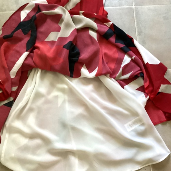 Hobbs London multicolor abstract collar neck sleeveless midi fit and flare dress - Picture 9 of 9